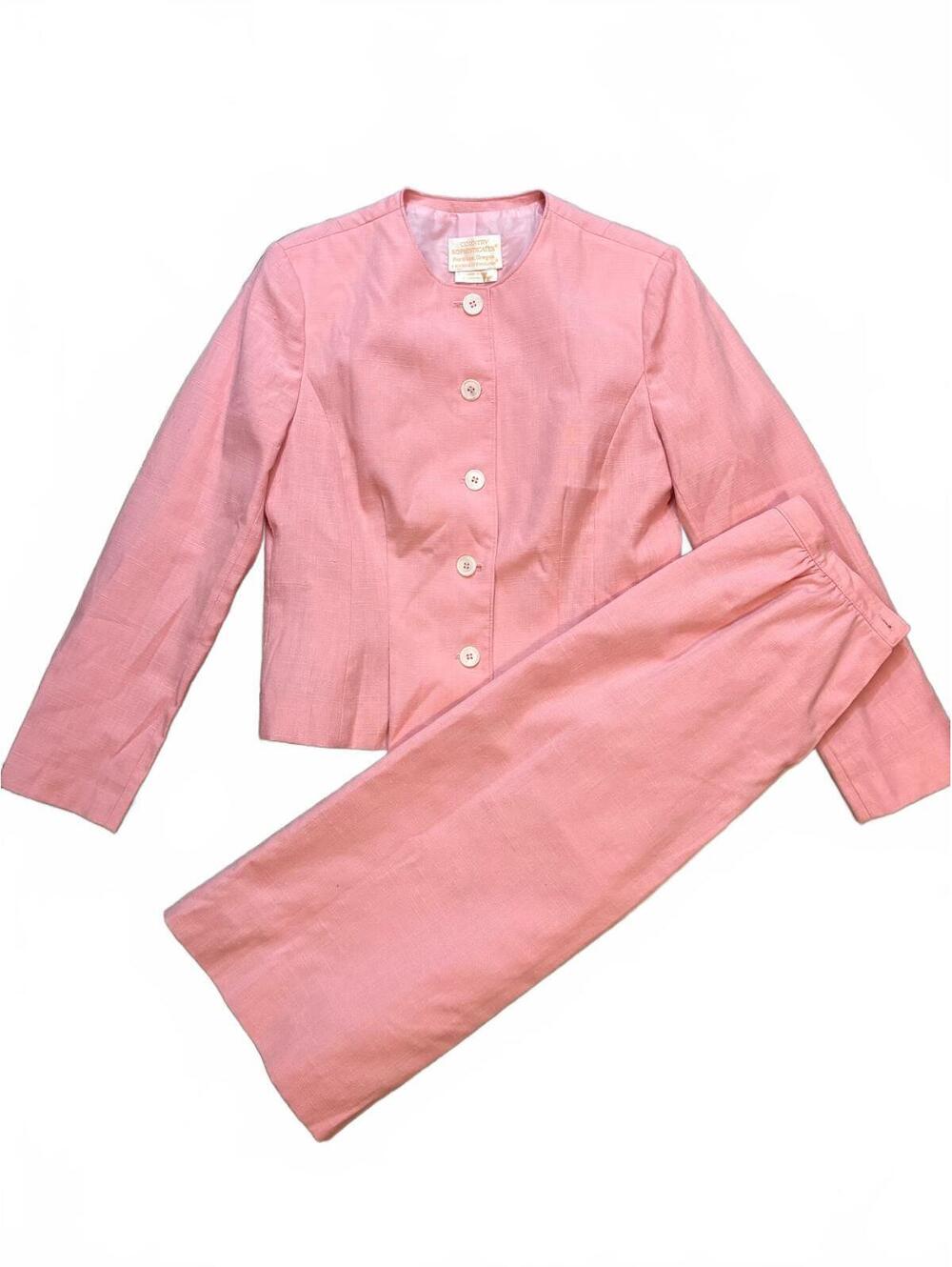 Vintage Pendleton Country Sophisticates Pink Skirt Suit Set Made USA Rayon